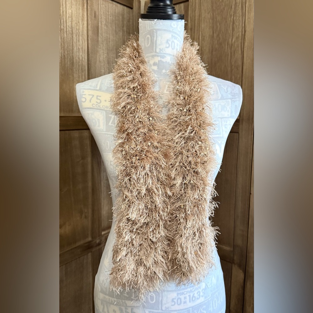 Fuzzy Tan Scarf